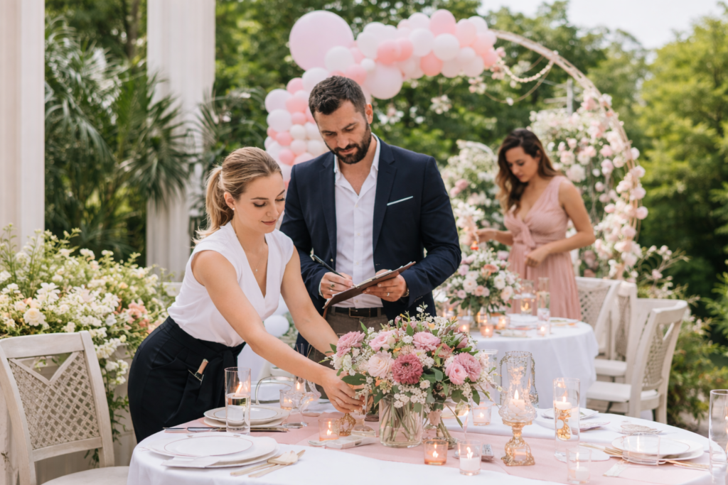 setting up the elegant celebration