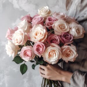 rose, roses, flower wallpaper, pink, nature, flowers, flower background, bloom, bouquet, romantic, hands, female, delicate, rose flower, beautiful flowers, vintage, marble, ai generated
